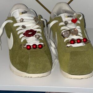 Nike Olive and White Classic Sneakers